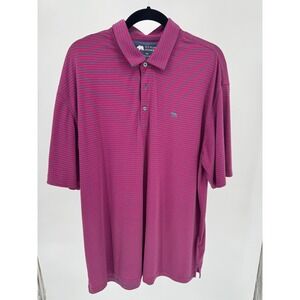 Onward Reserve Mens XXL Coral Red & Navy Blue Striped Short Sleeve Polo Shirt
